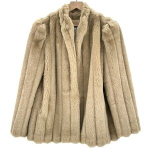 Vintage Faux Fir Coat White Sable Faux Fir Mob Wife Jacket Alaska New York | M